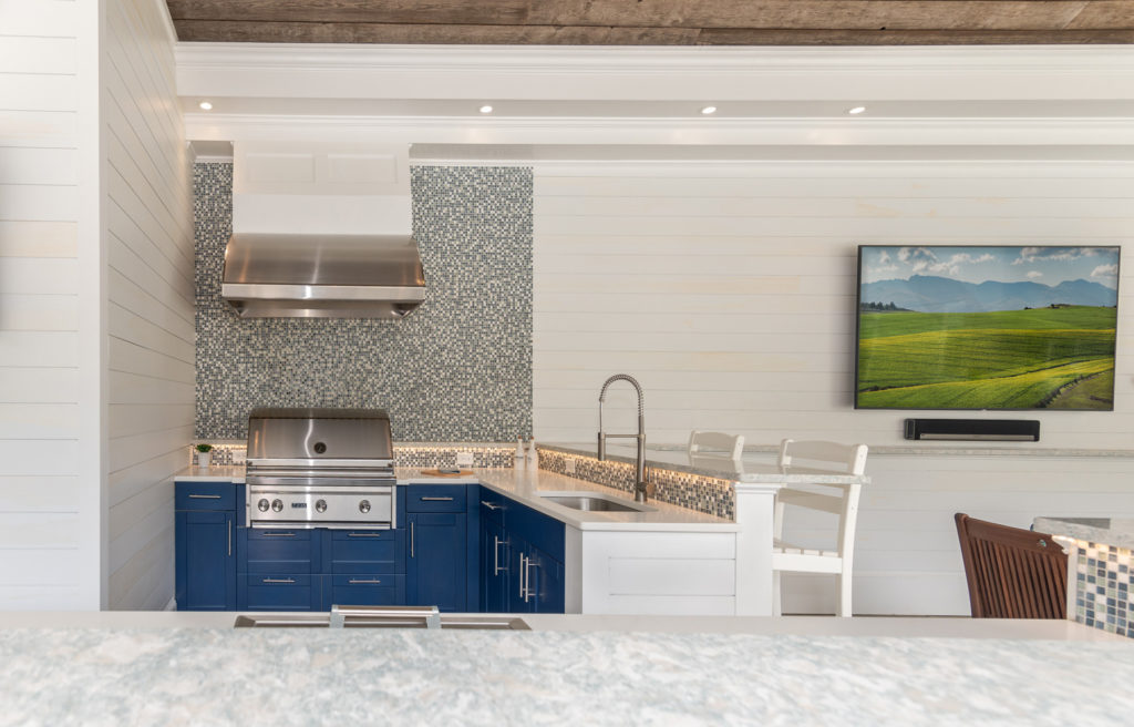 stainless blue outdoor kitchen